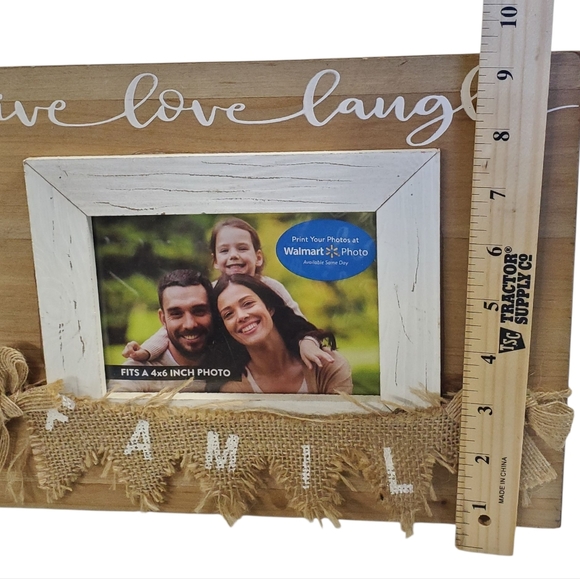 Live Love Laugh Wooden Picture Frame with Burlap Accents - Picture 4 of 8